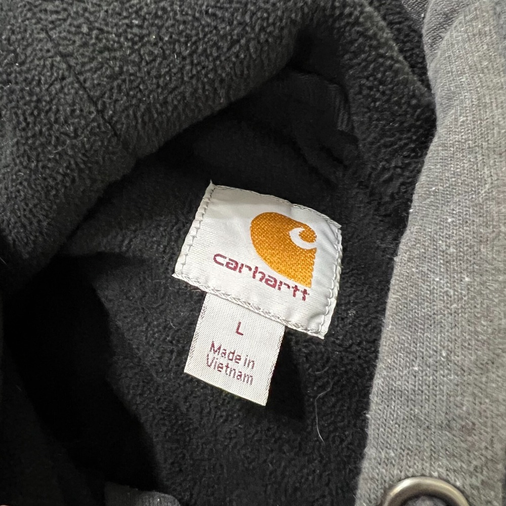 Carhartt Mens Hoodie Full Zip Gray Heavy Classic Utility Grunge Work Jacket L - Picture 6 of 7